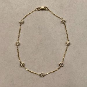 14k Gold Diamond Station Bracelet